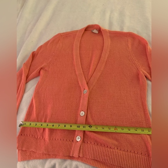 Chicos Linen/Cotton Button-Up Cardigan Sweater size L in Sienna Rose - Picture 12 of 16